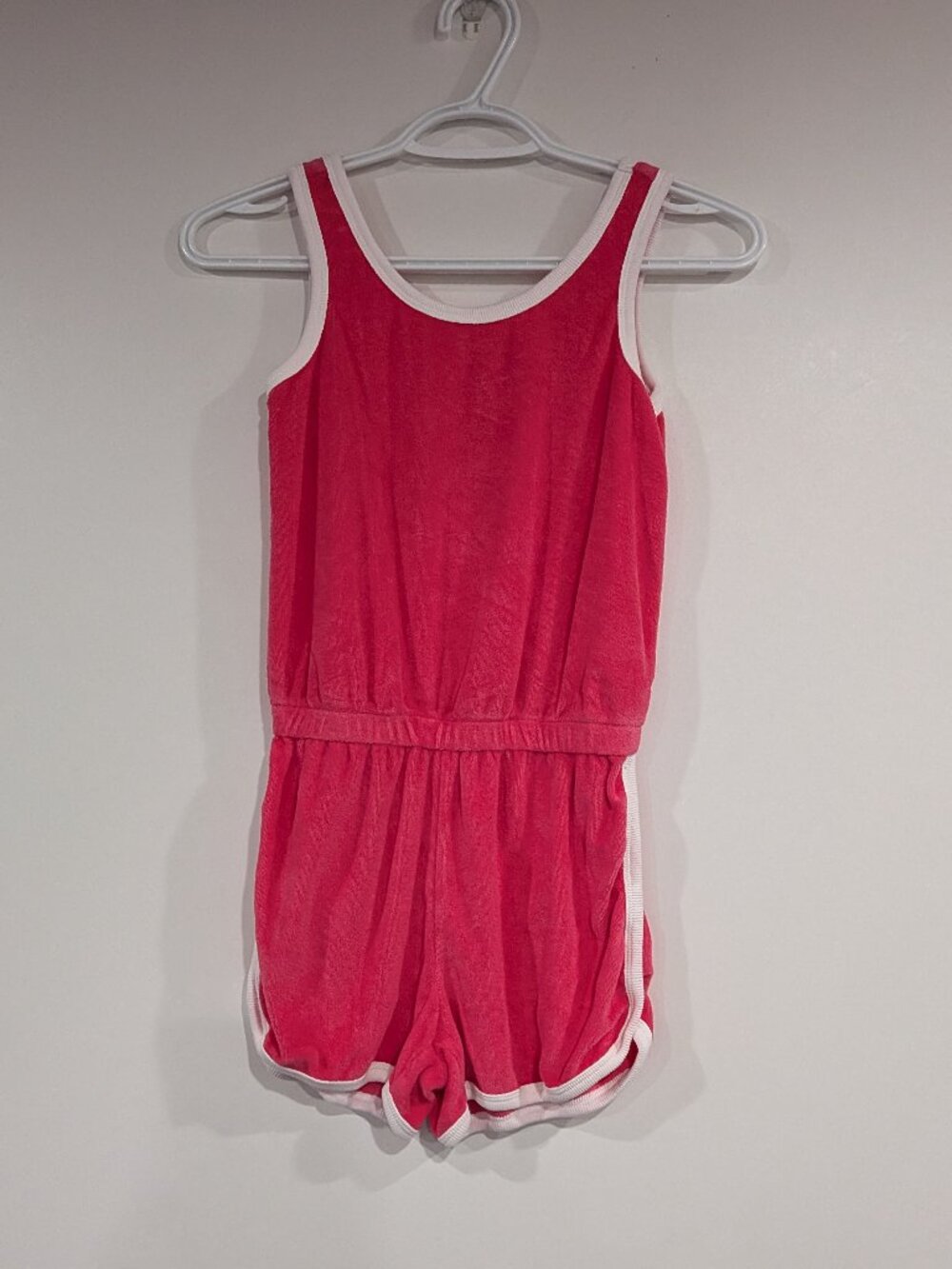 Gap Kids Terry Tank Romper Fuchsia Pink White Size Medium